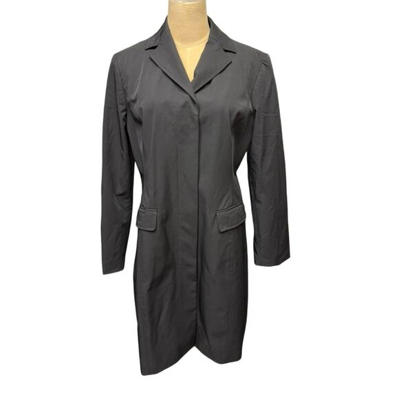 NEW!! "ANN TAYLOR" Black Trench Coat SZ XL 14P Button Up Old Money Classy Goth - Picture 2 of 16